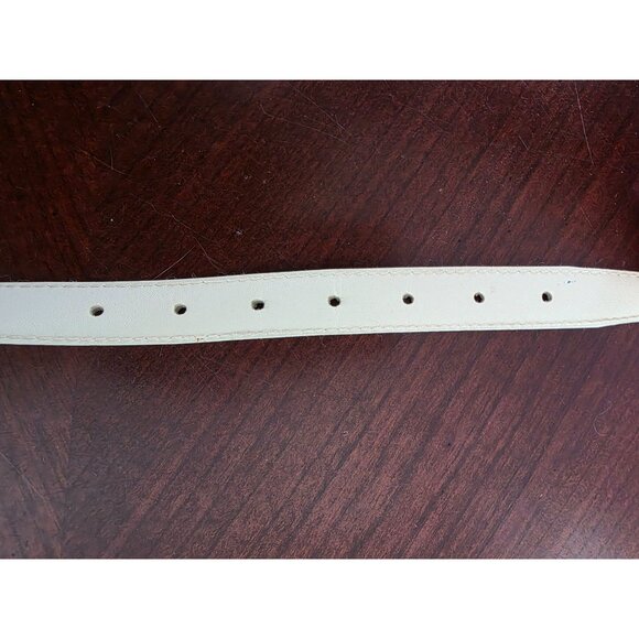 Genuine Snakeskin Leather Belt Silver Buckle Cream/Off White Exotic Accessory L - Picture 7 of 8